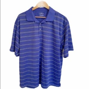 PGA TOUR GOLF POLO BLUE WHITE BLACK STRIPES SZ XXL